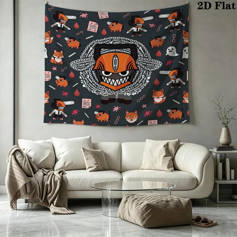 Chainsaw Man Wall Tapestry Aesthetic Wall Hanging Printed Fabric Blanket Decorative Tapestries For Bedroom Living Room Home Decor