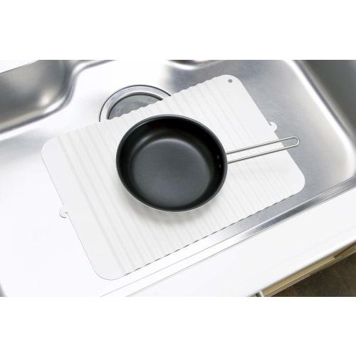 Richell Sink Mat, White, Medium, Shelly, Stand-Up Drying Silicone Sink Mat, Medium, Heat Resistant