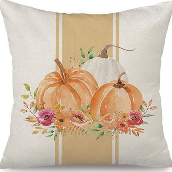 Autumn Harvest Pumpkin Letter Pillow Thanksgiving Flax Pillow Case Home Sofa Pillow Case