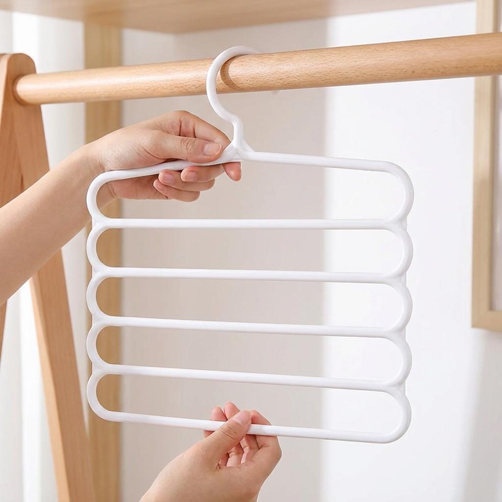 5 Pcs Foldable Multi-Layer Pants Organizer Rack, Space Saver. 32x29cm, PP, Sturdy, for Closet