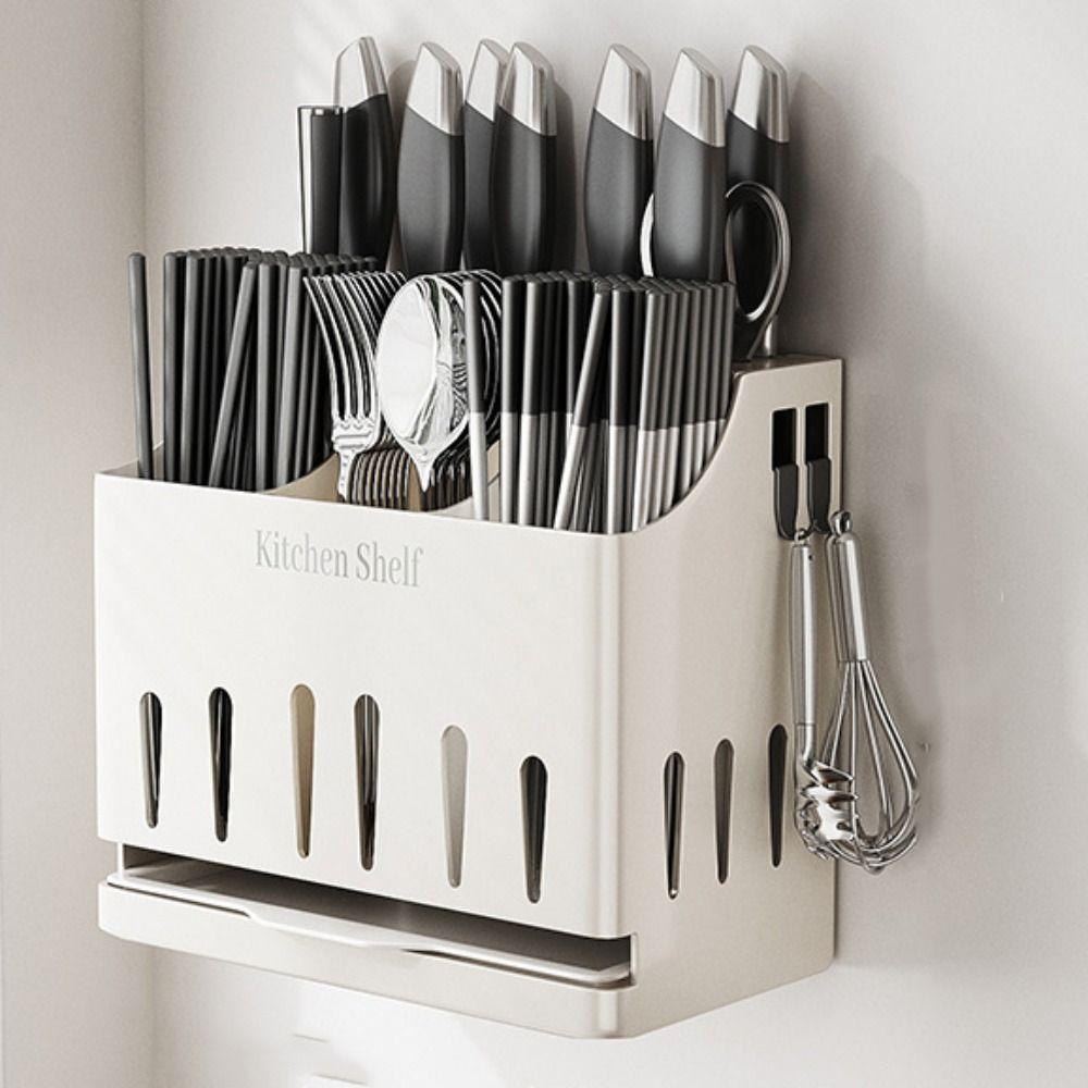 Cu Tava de Scurgere Suport pentru Tacâmuri Oțel Inoxidabil Organizator Lingură Furculiță Raft de Depozitare pentru Cuțite Blat