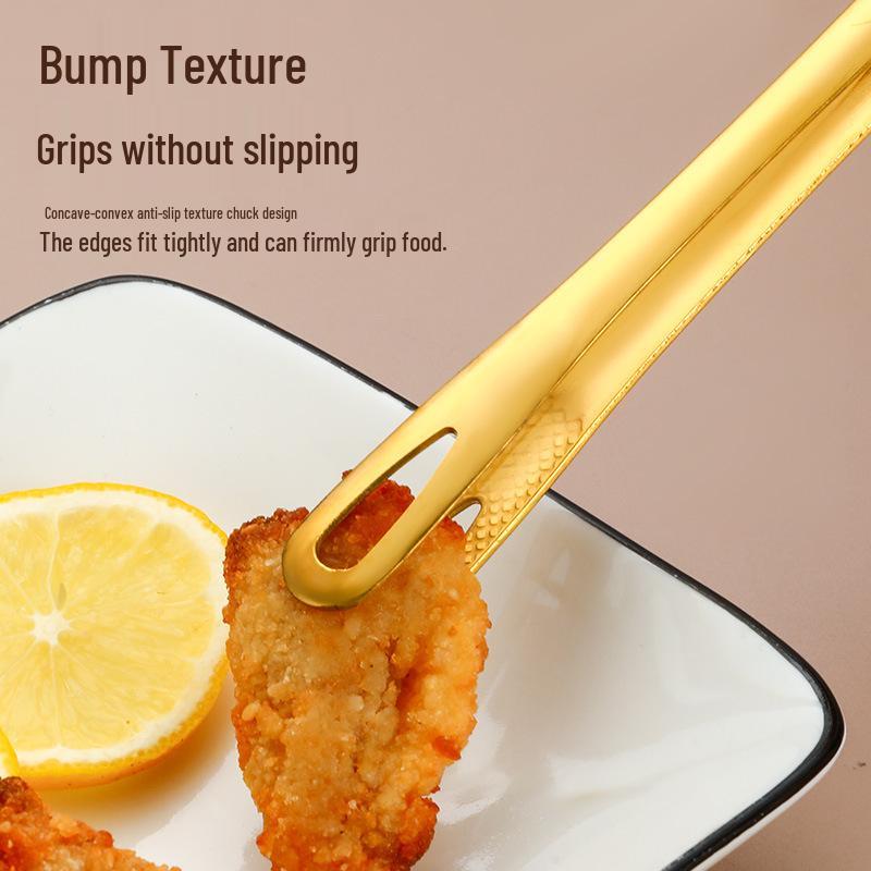 Golden Korean 304 Stainless Steel BBQ & Grilling Tongs - Extended for Steaks and Buffets