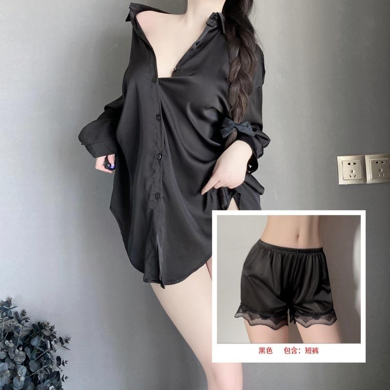 Sexy Underwear Boyfriend Style Women's Shirt Sexy Flirting Large Size Pajamas Pure Desire Thin White Nightdress Loungewear
