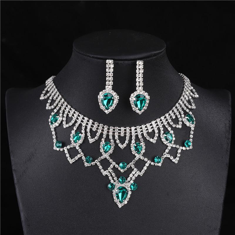 Exquisite Full Diamond Bridal Necklace & Earrings Set - High-Grade Wedding Accessories