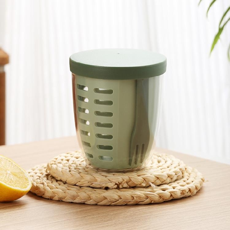 Single 600ml Salad Bowl with Detachable Fork Strainers Basket Kitchen Supplies