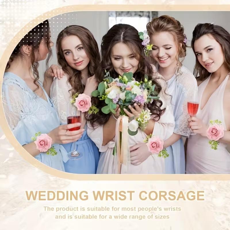 6pcs Slaplet Wristlets Wrist Corsage Bracelets Corsage Wristlet Band Floral Corsage Wedding Bracelets DIY Wrist Corsages Access