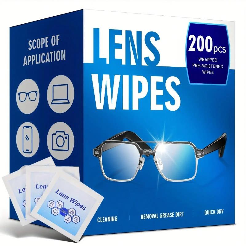 

200-Pack Individually Wrapped Lens Cleaning Wipes, Moisturizing Fast-Acting Eyeglass Cleaner Wipes United States