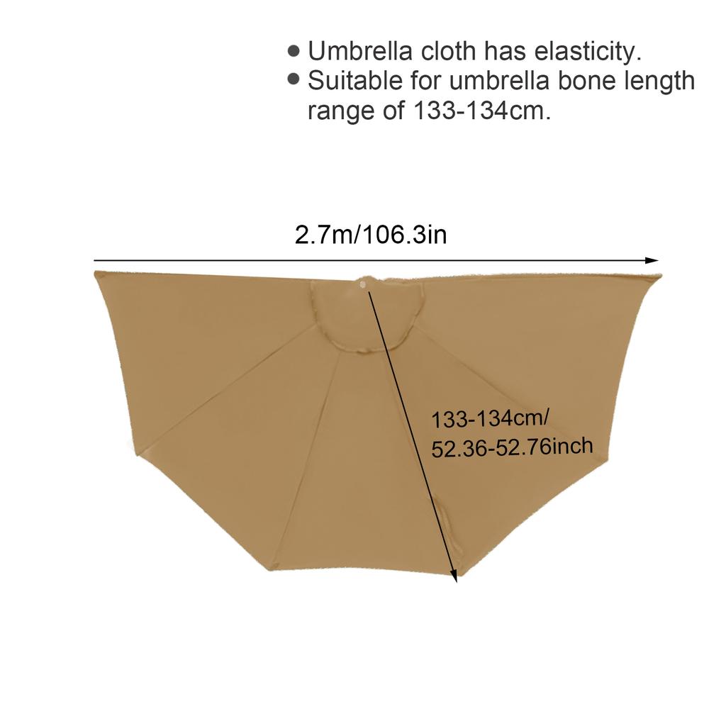 Half Umbrella Canopy Polyester Outdoor Half Umbrella Replacement Canopy Cover for Patio Garden Khaki