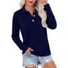 Women's Casual Long Sleeve Button Down Color Lapel Blouse