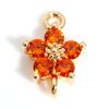 2 Piece Flower Brass Connectors Charms Pendants For DIY Jewelry Making 18K Real Gold Plated Multicolour Cubic Zirconia 12mmx8mm
