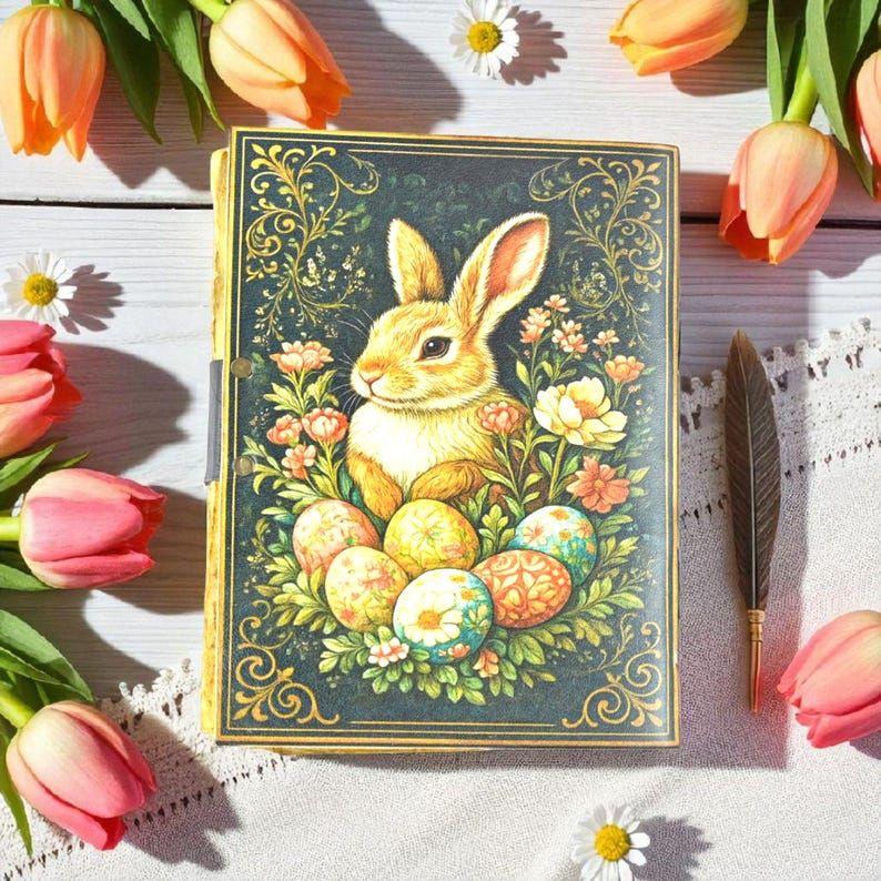 Bunny Rabbit Leather Grimoire Journal: Deckle Edge Spell Book