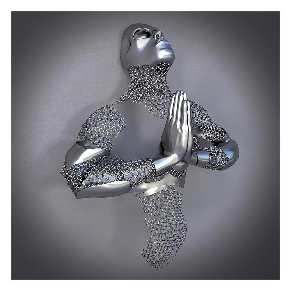 Metal Figure Statue Art Poster High Definition Printing Canvas Painting Prints Couple Sculpture Living Room Home Decor Picture