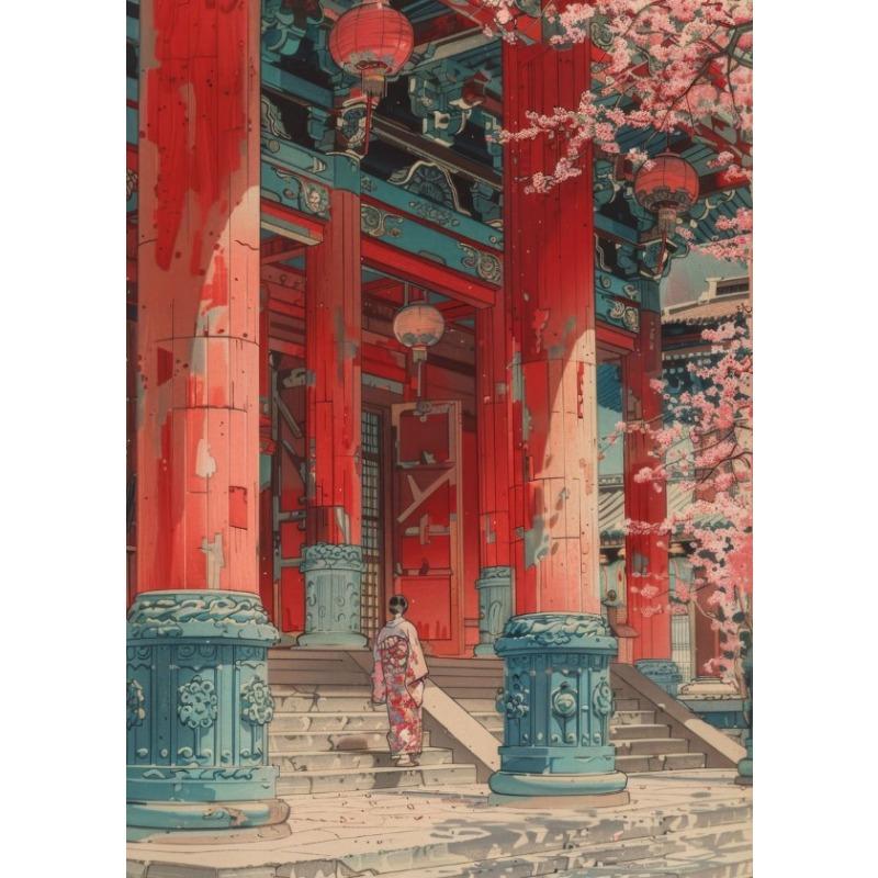 Japanese Landscape Samurai Geisha Bonsai Torii Gate Sakura Art Poster Canvas Painting Wall Prints Picture for Room Home Decor