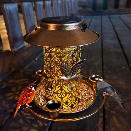 Yousheng Hummingbird Feeder Solar Lanterns Outdoor Hanging Decorative Light Bird Feeders Easy To Clean Waterproof Iron Solar Decoration for Outdoors
