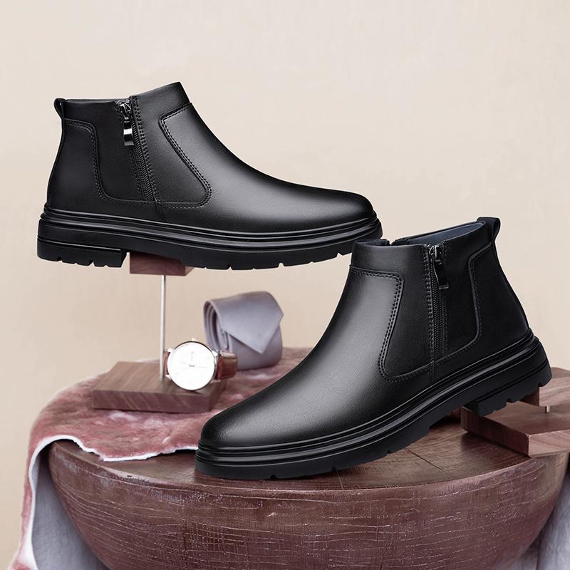 Autumn Winter Plush Snow Boots New Designer Ankle Boots for Men Fashion Casual Shoe Zipper High Top Man Chelsea Boots Warm Botas