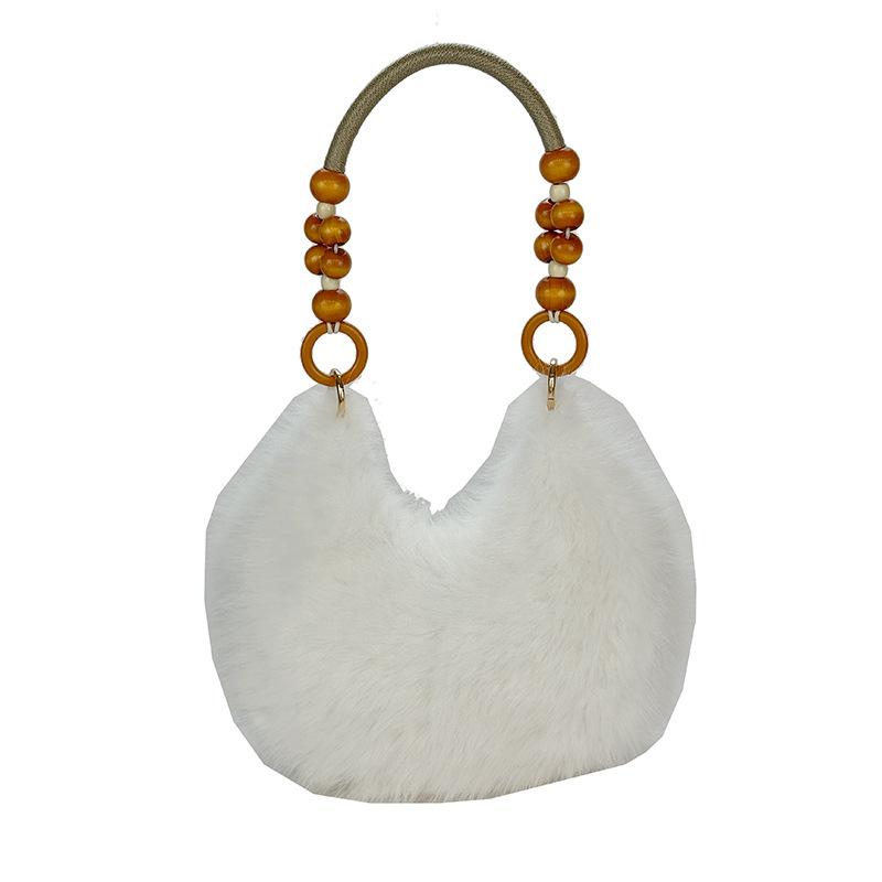 

Осень и зима супер огонь деревянные бусины портативная пушистая сумка-пельмень женская 2025 новая трендовая корейская нишевая пушистая сумка через плечо
