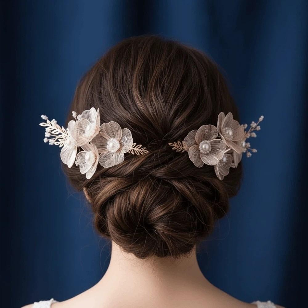 Pearls Wedding Headdress Exquisite Flower Pinch Hair Clip Sweet Bridal Hairpin  Party