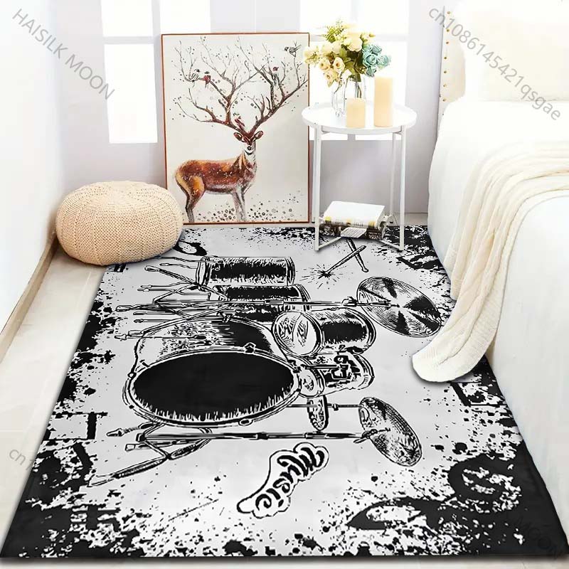 Alfombra Creativa con Estampado de Batería de Varios Tamaños para Sala de Estar, Dormitorio, Mesita de Noche, Mesa de Sofá, Felpudo, Alfombra Decorativa para el Hogar, Tamaño Grande