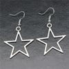 Fashion Handmade Simple Design Antique Copper Color Hollow Star Pendant Earrings Women Girls Gifts Party Vintage Drop Earrings