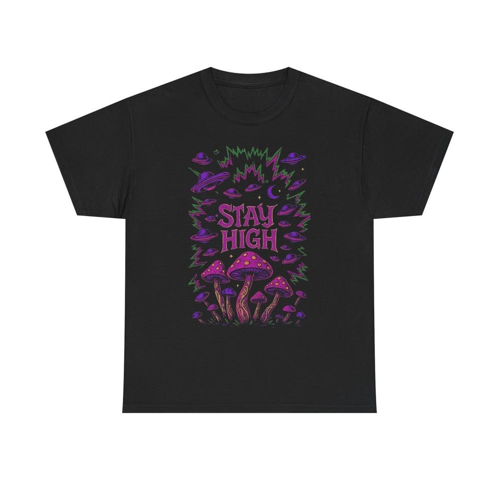 Stay High Trippy Mushrooms Graphic T Shirt Unisex Heavy Cotton Tee Unisex T-Shirt M