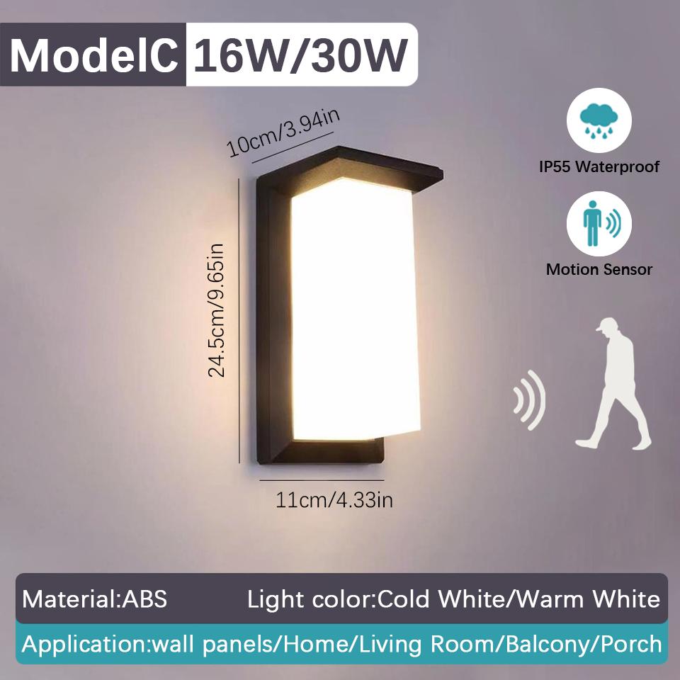 LED Wall Lamp Motion Sensor Indoor Outdoor AC85-265V ABS Waterproof Led Lights Modern Home Appliance For Home Living Room Porch