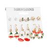 6 Pair Christmas Earrings Set for Girls Fashionable Lightweight Alloy Christmas Tree Earrings for