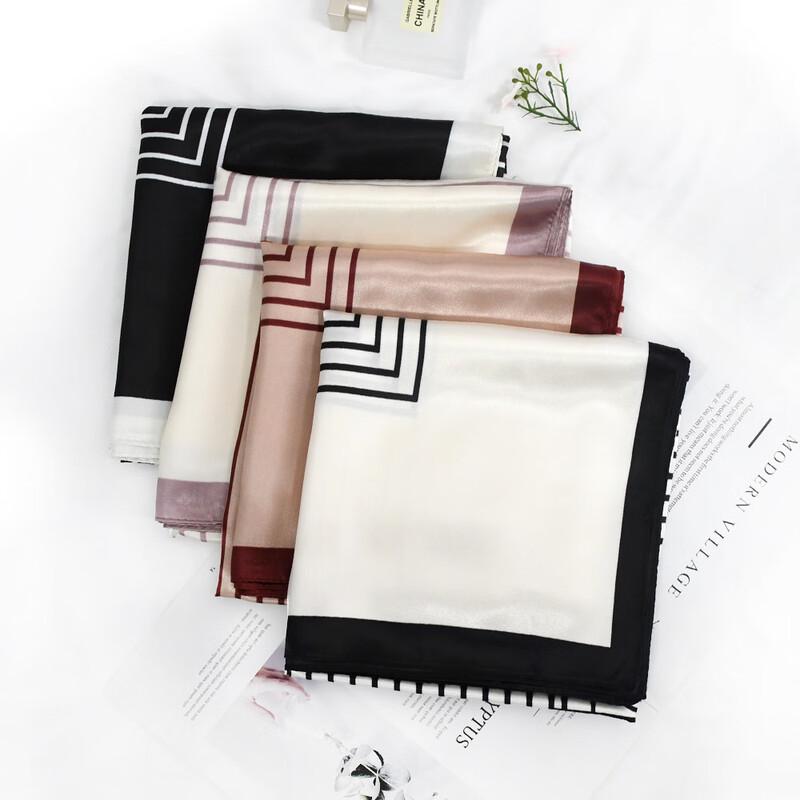 Elegant Striped Satin Square Scarf