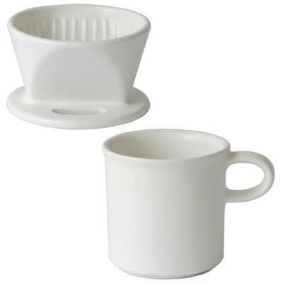 Kamoshika Tool Shop Kaffeefilter-Keramik-Becherset für eine Person, Banko-Ware, Geschirr, hergestellt in Japan (Weiß)