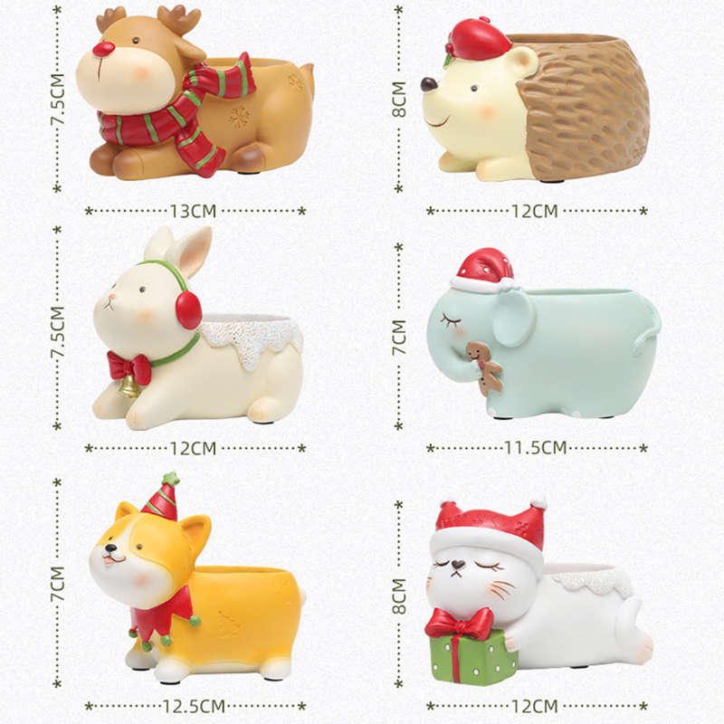 Weihnachten Cartoon Tiere Pflanzenbehälter Topf Innen Außen Sukkulenten Blumentöpfe Für Zuhause Weihnachtsdekoration Geschenk