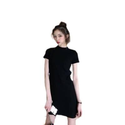 Black Small Man New Korean Version Women's Clothing Small Fragrant Temperament Dress Short Sleeve Chic Slim a Word Skirt Tide