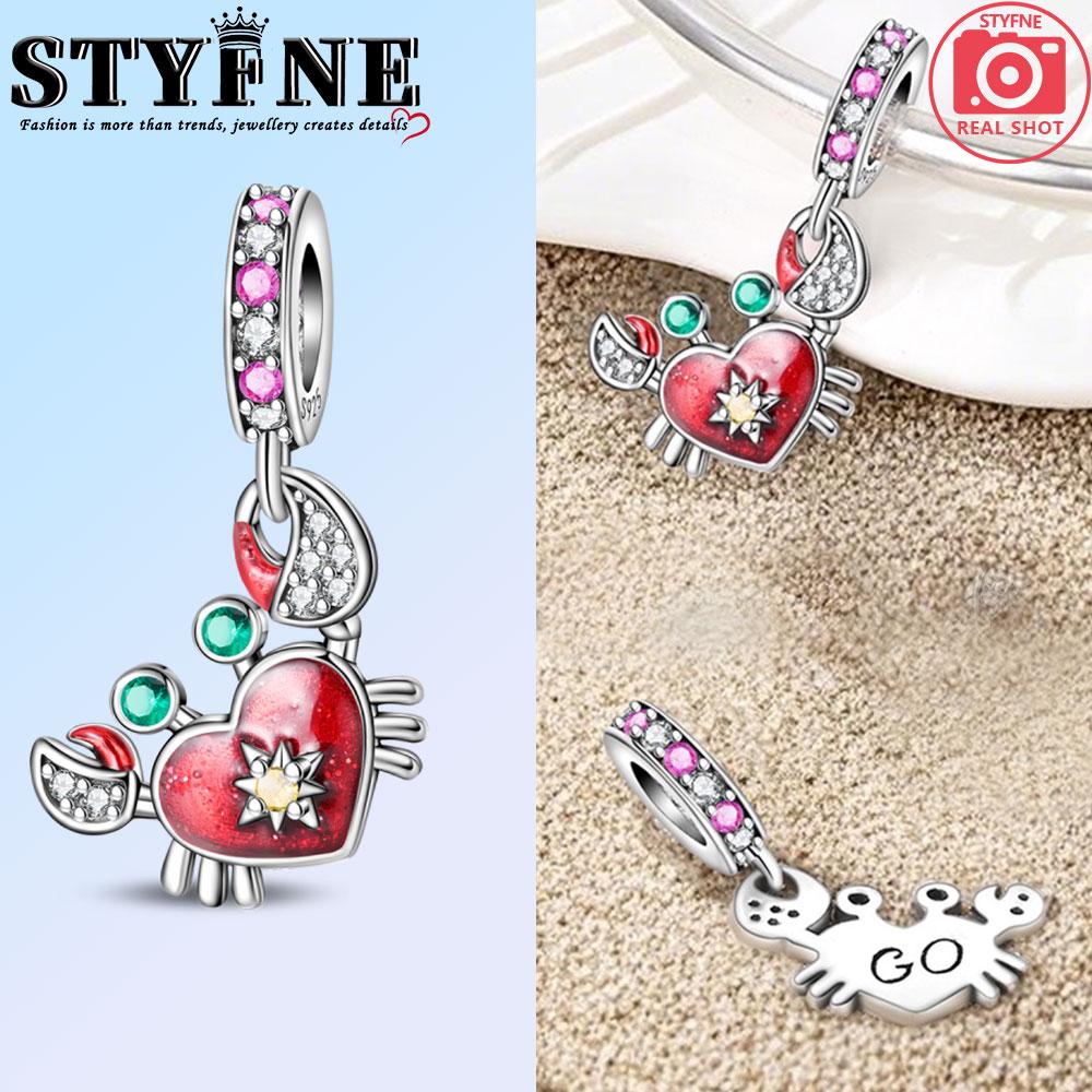 Original New In Red Crayfish Charm Beads Fits Bracelets Bangle Necklace For Women Luxury Diy Jewelry Fine Gifts