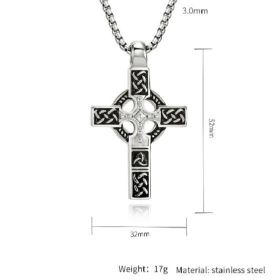 Cool 10K Gold Plated Irish Celtic Cross Pendant Necklace For Men Women Chain