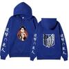 Attack On Titan Levi Ackerman Hoodie Unisex Fleece Sweatshirt, Front Character Print, Back Wings Logo, Japanese Sleeve Text, Autumn Winter Pullover