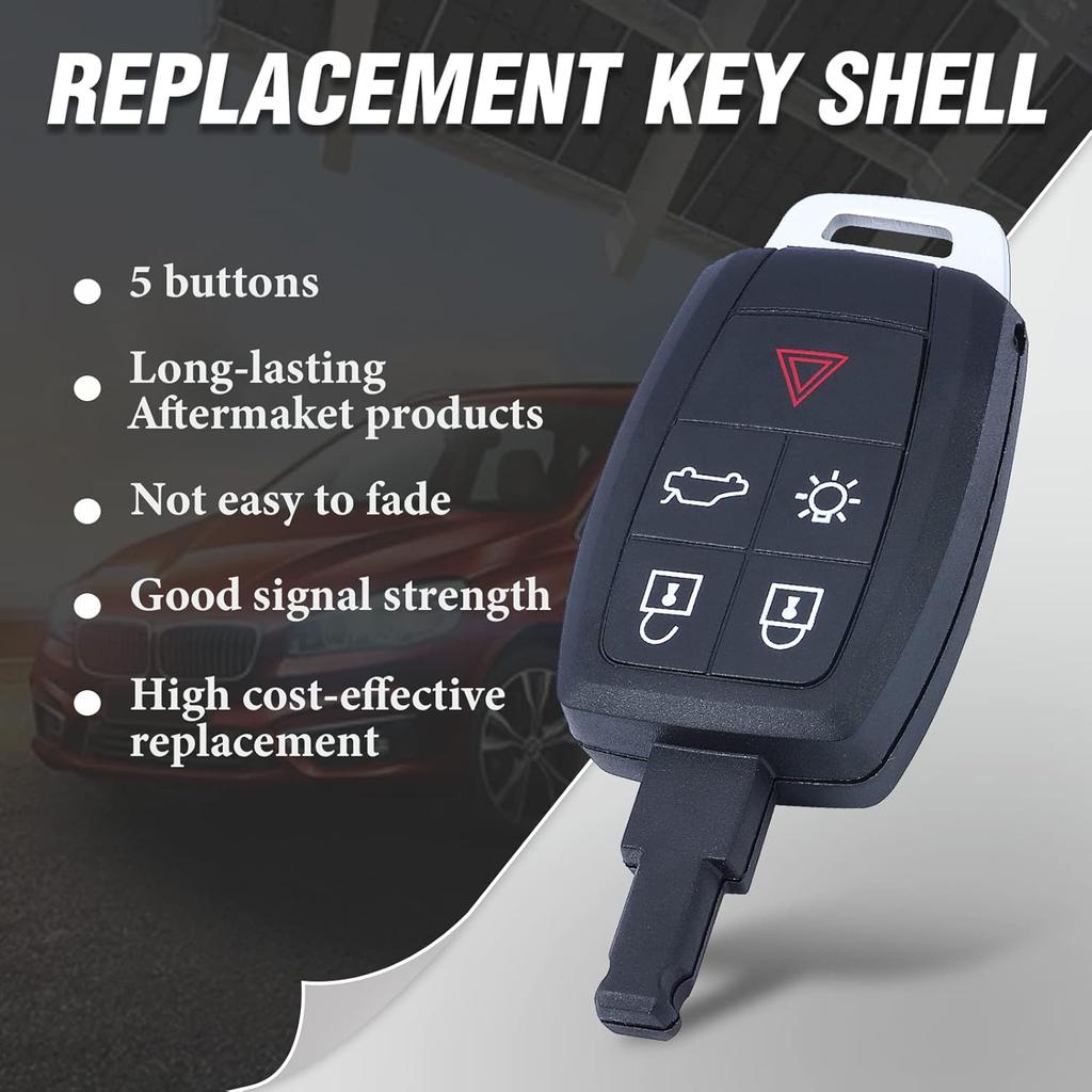 Sleutelloze Toegang Sleutelbehuizing Vervanging voor Volvo C70 C30 S40 V50 5 Knoppen KR55WK49259, Alleen een Sleutelbehuizing