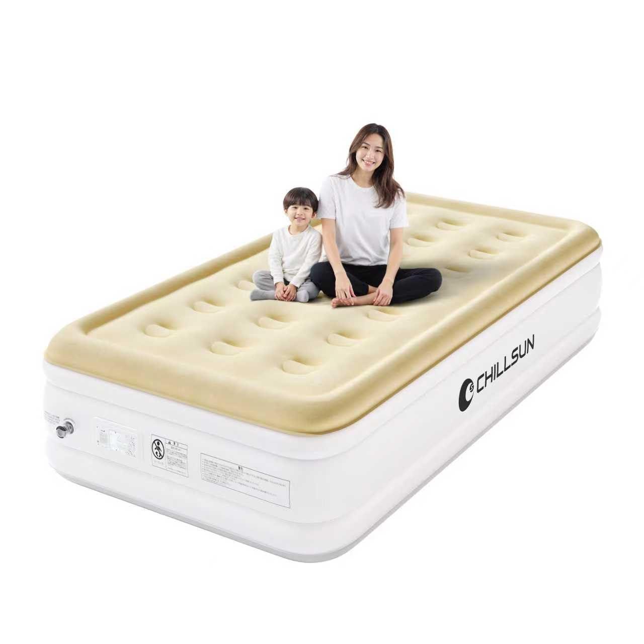 

CHILLSUN Electric Air Single 350kg Weight Camping Air Electric Extra Storage Bag 190cm Long x 99cm Wide x 40cm Thick Bed, Size, Capacity, Mattress, бежевый