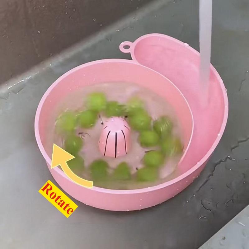 2 - In - 1  Snail Drain Automatic Cleaning Basket Fruit Plate Filter Household Food Grade Fruit Washing Kitchens Accessories