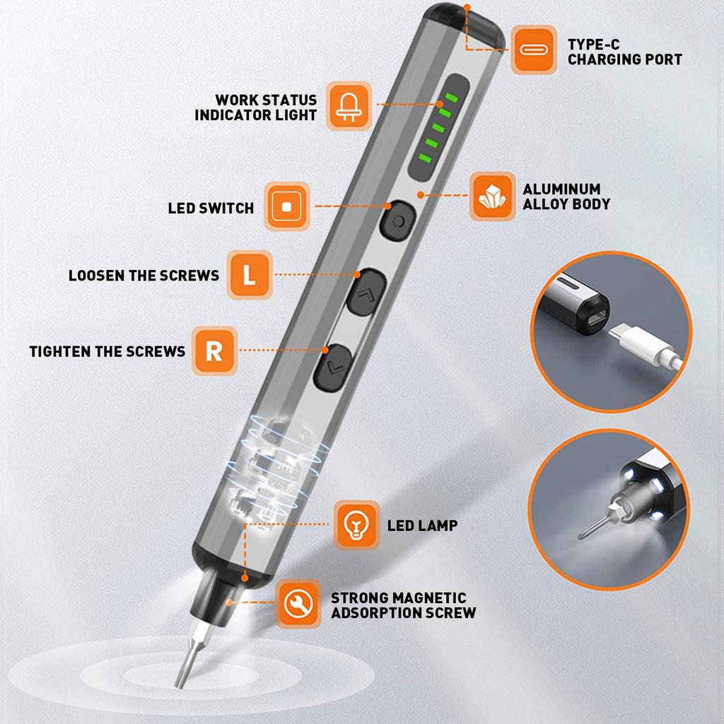 Precyzyjny elektryczny zestaw wkrętaków 68 w 1 Bezprzewodowy 64 Precyzyjne bity wiertarskie S2 5 Ustawień momentu obrotowego LED Ręczny zestaw narzędzi do napraw