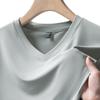 T-shirt da uomo taglie forti 9XL in seta ghiacciata con scollo a V a maniche corte, ad asciugatura rapida - Senza cuciture, leggera, traspirante, top sportivo estivo