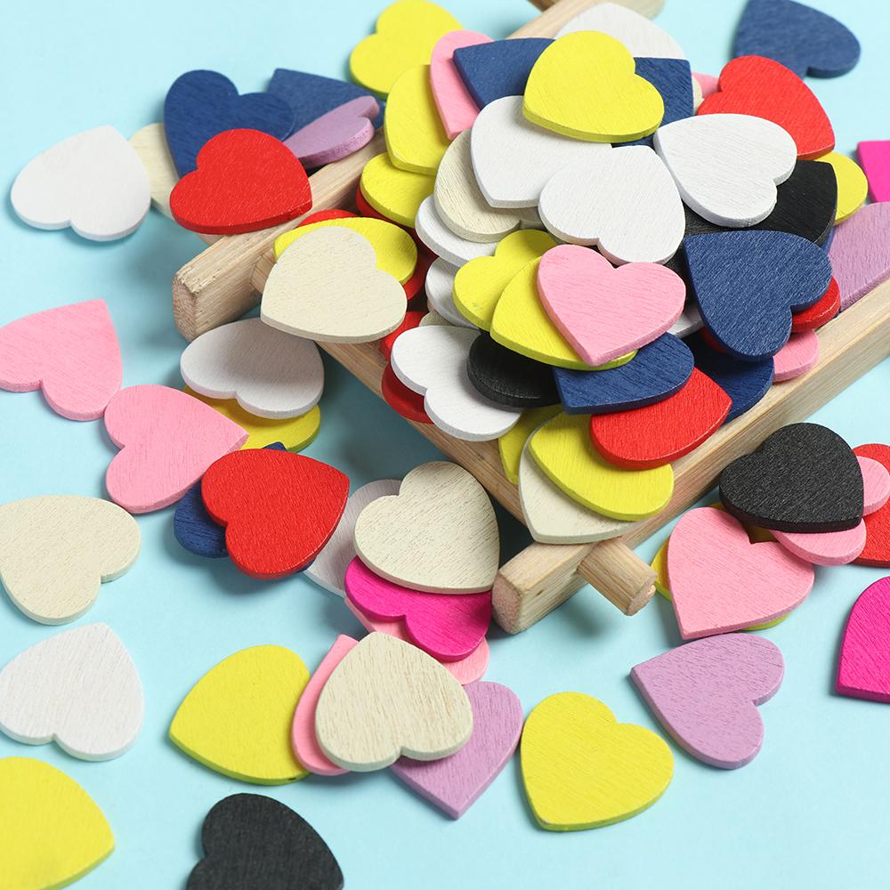 Party Decor DIY Wedding Ornaments Wooden Chips Confetti Slices Wood Crafts Hearts Shaped