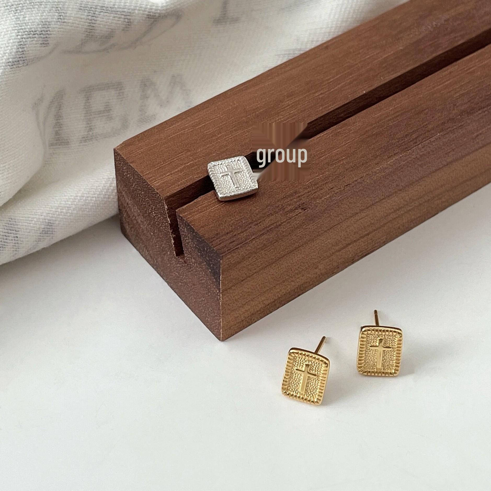 

Korean Minimalist S925 Sterling Silver Cross Stud Earrings - 2022 Trendy Women s Niche Design White Gold - Nano Anti-Oxidation