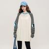 Hollow out design: Spring and Autumn fashion raglan sleeves contrasting color round neck T-shirt cool and cool casual loose top