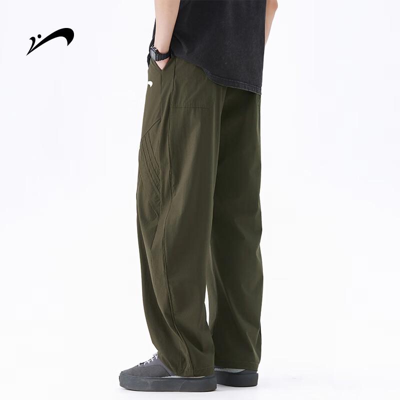 Guirenniao Men's Ice Silk Outdoor Sports Straight-leg Pants