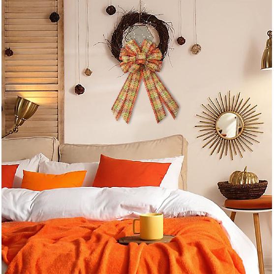 Large Fall Plaid Bow for Wreath, Autumn Thanksgiving Bow for Front Door Indoor Outdoor Wall Decoration Supplies Ornaments