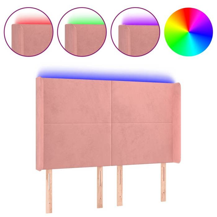 VidaXL LED Headboard Bedroom Furniture Double Bed Accessory Head of Bed Frame Interior Pink 3123821