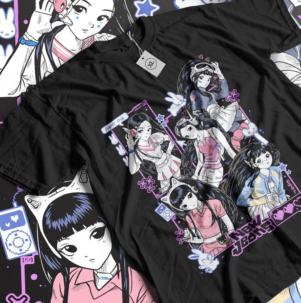 NewJeans Anime T-shirt Girls Anime Ladies KPOP Merch Graphic T-Shirt All Size