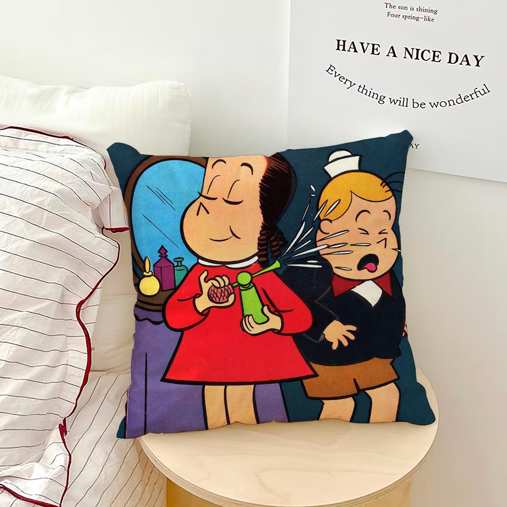 

Cartoon The Little Lulu Show Cute Pillow Case Sofa Living Room Bedroom Headboard Backrest Cushion Square Cushion Nap Time 16x16Inch