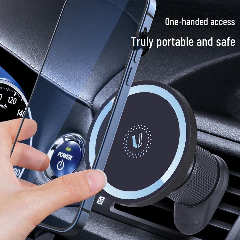 MagSafe Magnetic Car Phone Holder with 360° Rotation for Dashboard and Air Vent Navigation