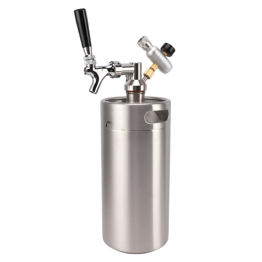 Beer Keg Growler 3.6L Stainless Steel Keg Green 60PSI Gauge Keg Tap Easy Operation Home Dispenser