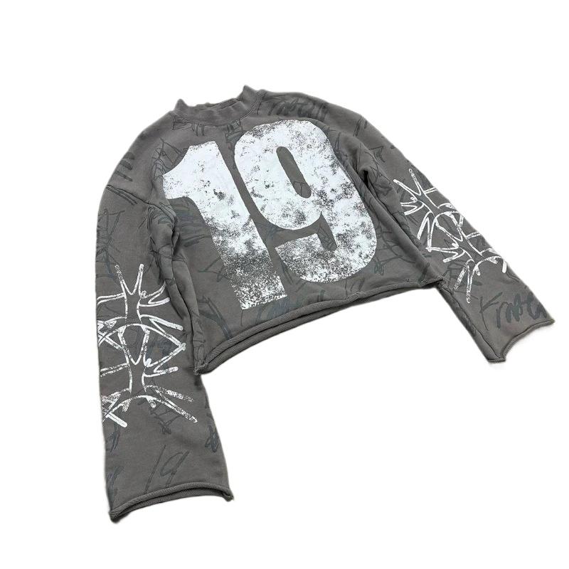 

Унисекс Y2k Oversize Goth Hip Hop Street Print Digit Graphic Футболки Одежда Harajuku Vintage Casual Shirts M серый