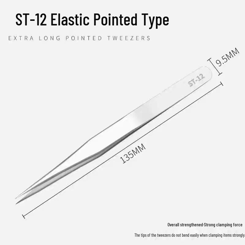 High Precision 304 Stainless Steel Pointed Tip Tweezers for Electronics and Hair Tweezing